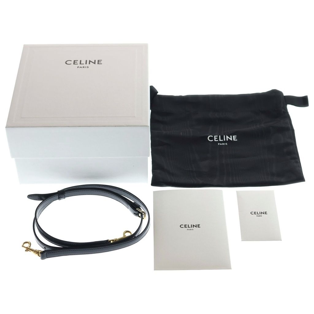Celine Mini Besace Clair 2-Way Shoulder Bag Black Leather Gold — view 8