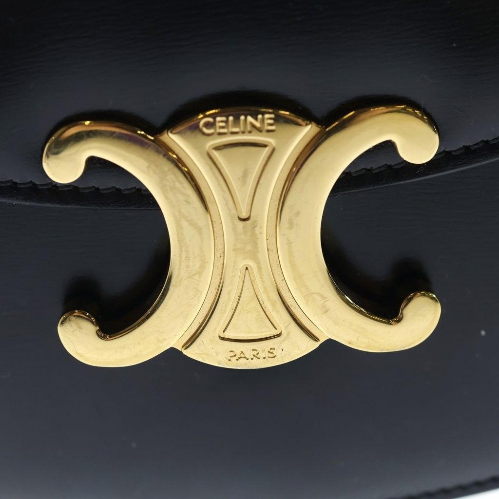 Celine Mini Besace Clair 2-Way Shoulder Bag Black Leather Gold — view 6