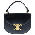 Celine Mini Besace Clair 2-Way Shoulder Bag Black Leather Gold