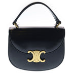 Celine Mini Besace Clair 2-Way Shoulder Bag Black Leather Gold