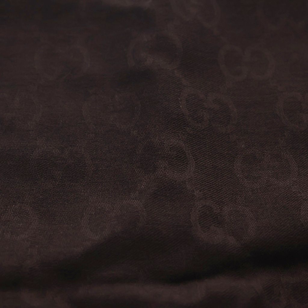 Gucci GG Wool Silk Shawl Scarf Brown — view 2