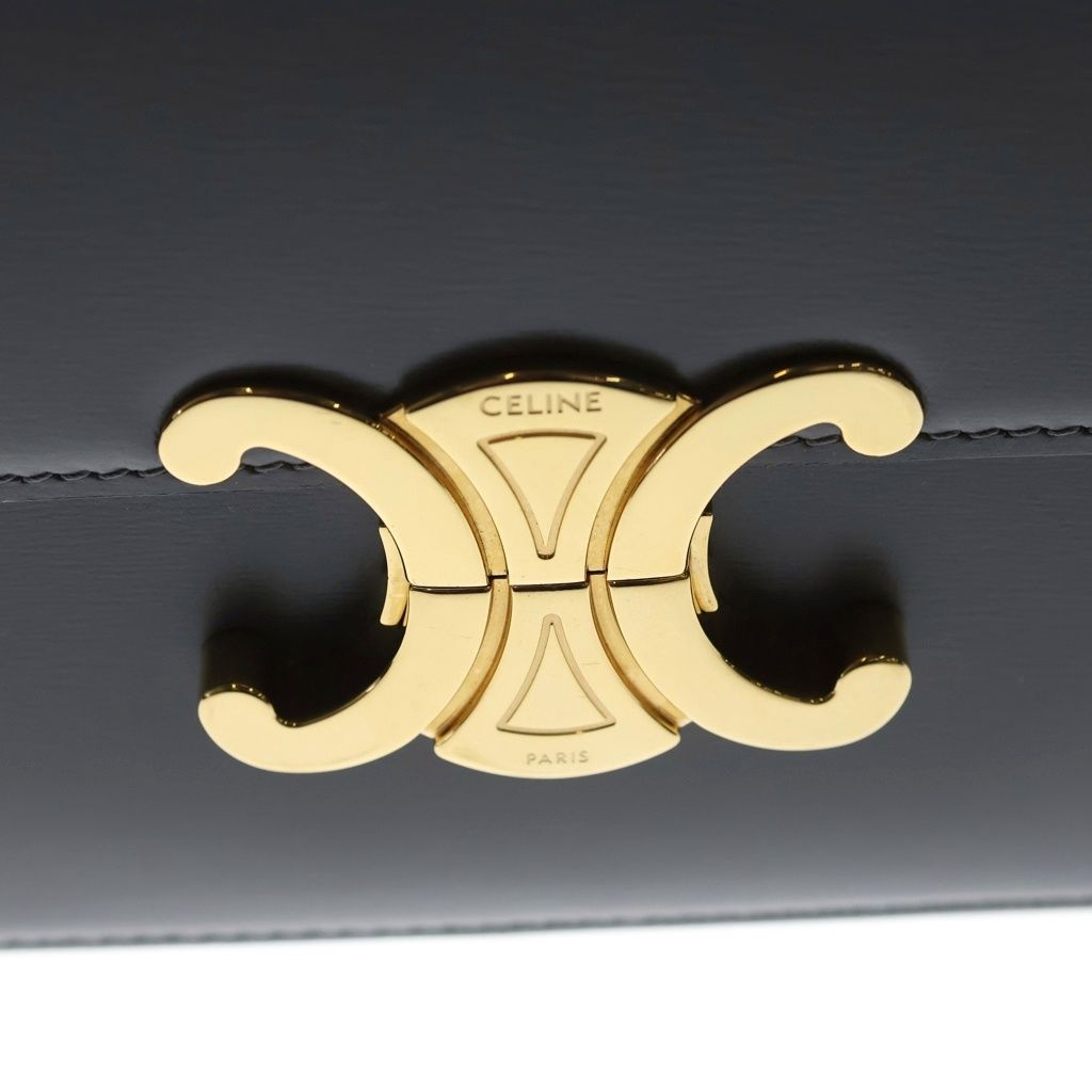 Celine Teen Triomphe Shoulder Bag Gray Calfskin Gold — view 6