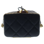 Chanel Quilted Small Bucket Bag Chain Shoulder Drawstring Gold Lambskin Black — view 4