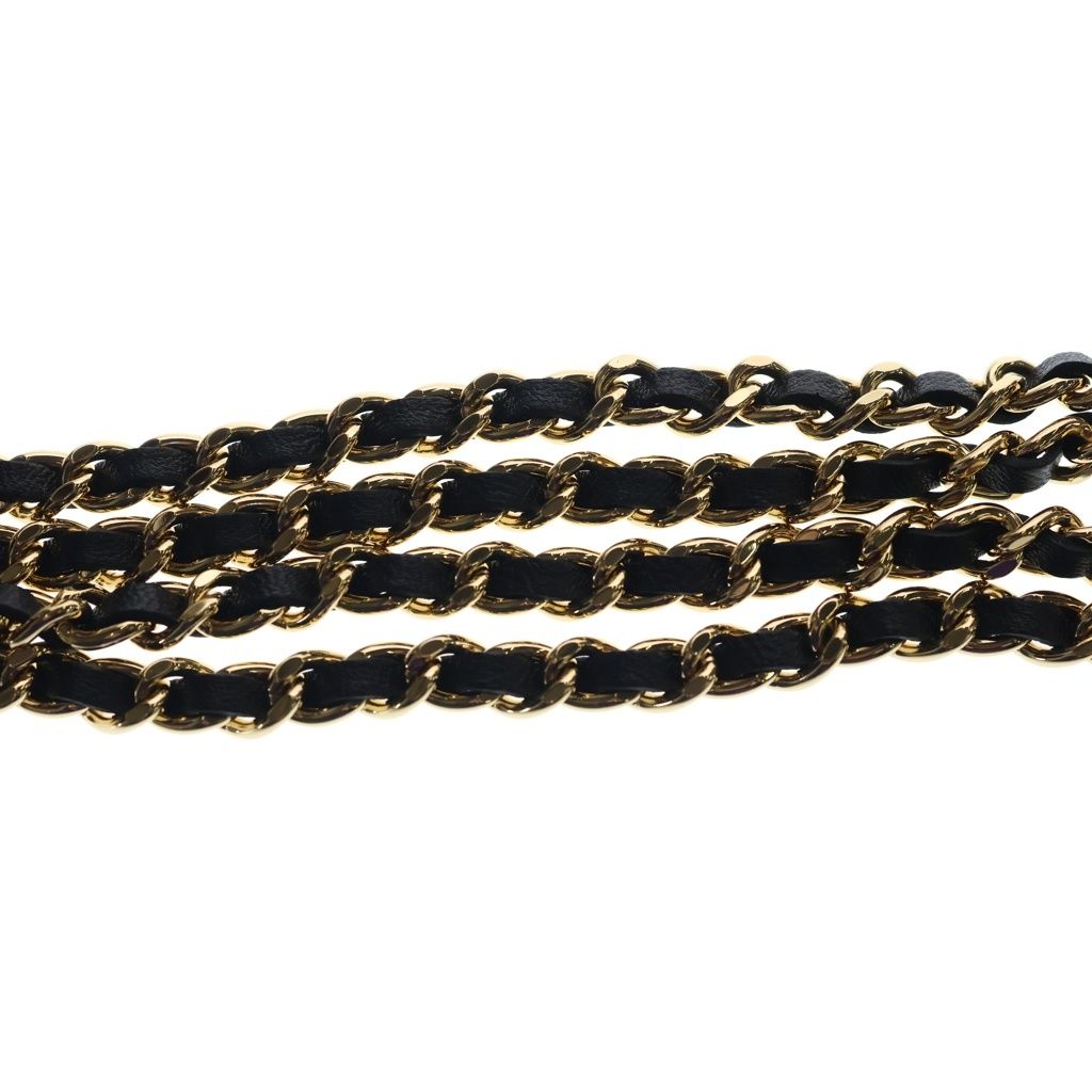Chanel Quilted Small Bucket Bag Chain Shoulder Drawstring Gold Lambskin Black — view 7