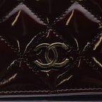 Chanel Quilted Brilliant CC Logo Patent Leather Wallet Bifold Gold Bordeaux — view 5