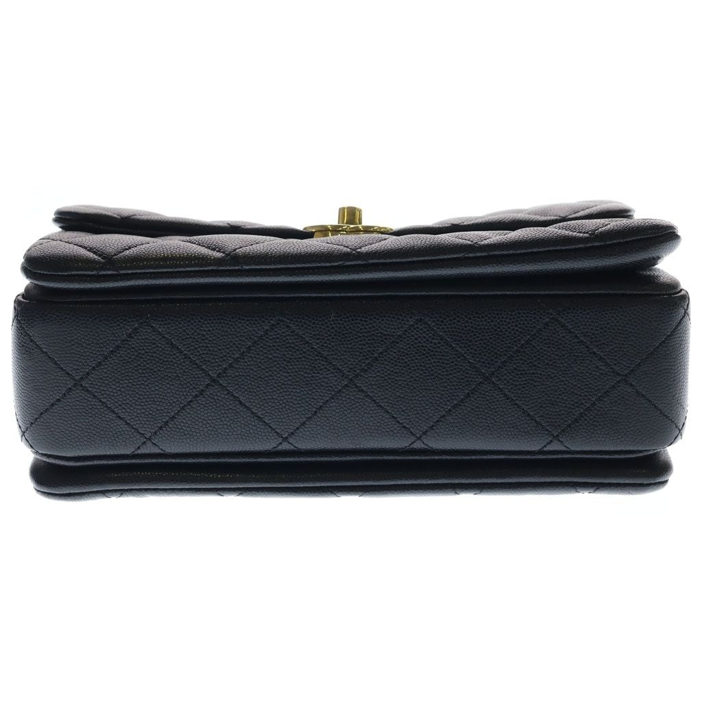 Chanel Mini Quilted Chain Shoulder Bag Black Caviar Leather Gold — view 4