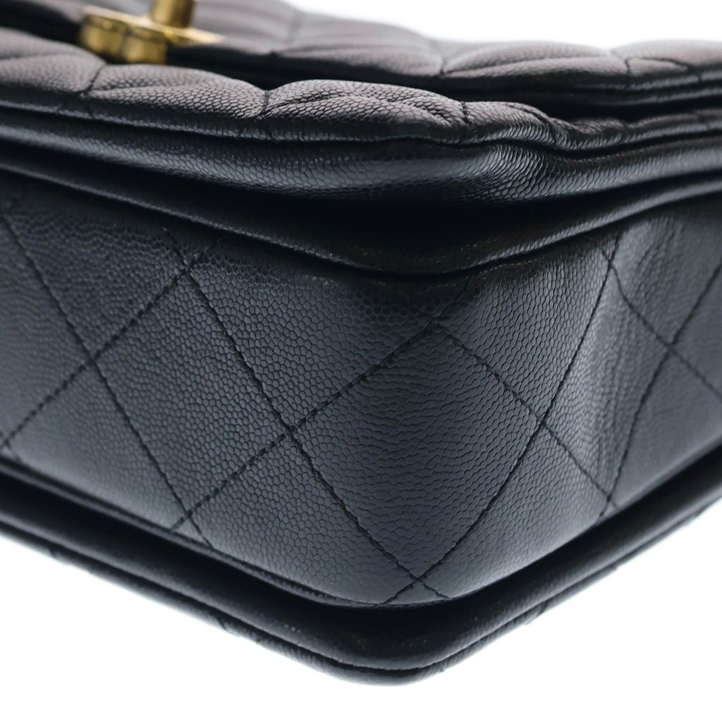 Chanel Mini Quilted Chain Shoulder Bag Black Caviar Leather Gold — view 5