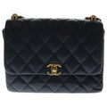 Chanel Mini Quilted Chain Shoulder Bag Black Caviar Leather Gold