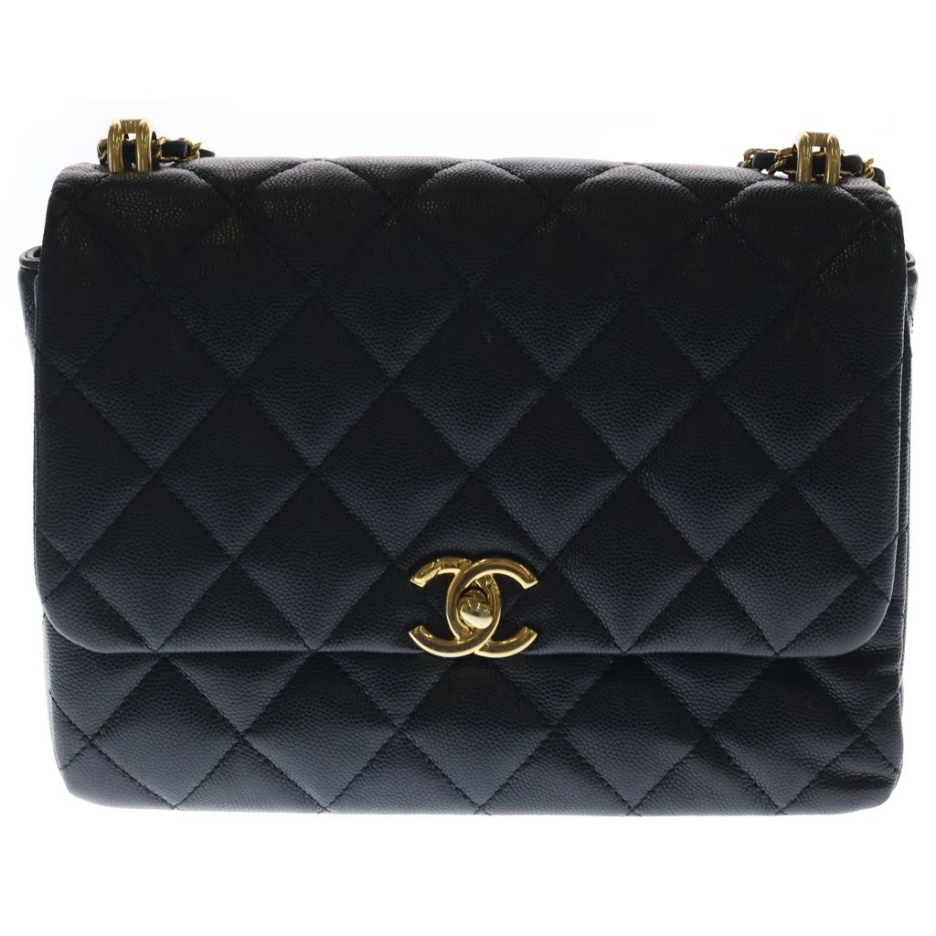 Chanel Mini Quilted Chain Shoulder Bag Black Caviar Leather Gold