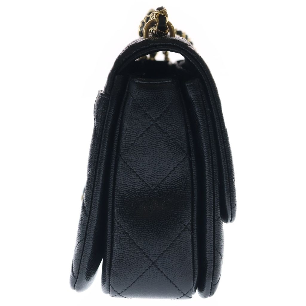 Chanel Mini Quilted Chain Shoulder Bag Black Caviar Leather Gold — view 3