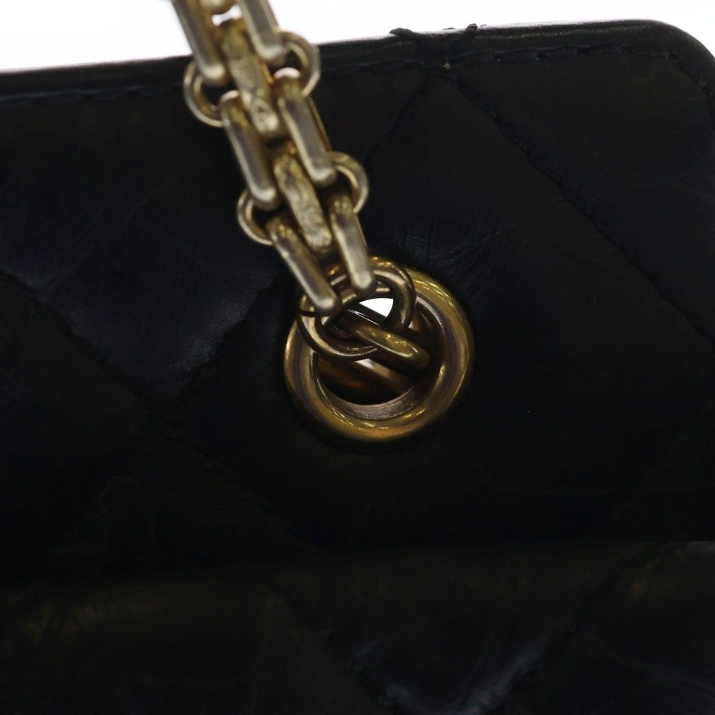 Chanel Quilted 2.55 Chain Shoulder Gold Aged Calf Leather Black Handbag — view 7