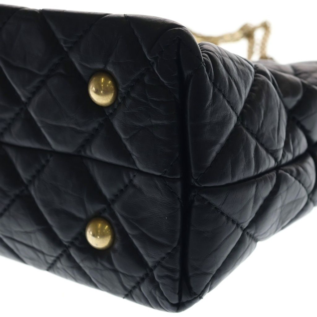 Chanel Quilted 2.55 Chain Shoulder Gold Aged Calf Leather Black Handbag — view 5