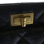 Chanel Quilted 2.55 Chain Shoulder Gold Aged Calf Leather Black Handbag — view 6