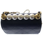 Chanel Mini Quilted Chain Shoulder Back Gold Goatskin Navy — view 6