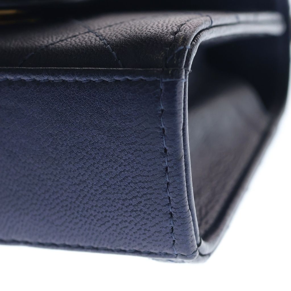 Chanel Mini Quilted Chain Shoulder Back Gold Goatskin Navy — view 5