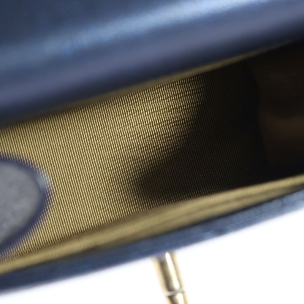 Chanel Mini Quilted Chain Shoulder Back Gold Goatskin Navy — view 7