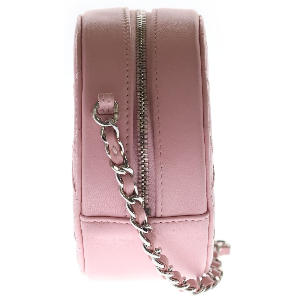 Chanel Quilted Mini Round Chain Shoulder Ultra Stitch Silver Lambskin Pink — view 3