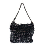 Chanel 22 Small Chain Tote Black Pink Tweed Silver — view 2
