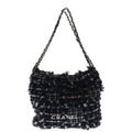 Chanel 22 Small Chain Tote Black Pink Tweed Silver