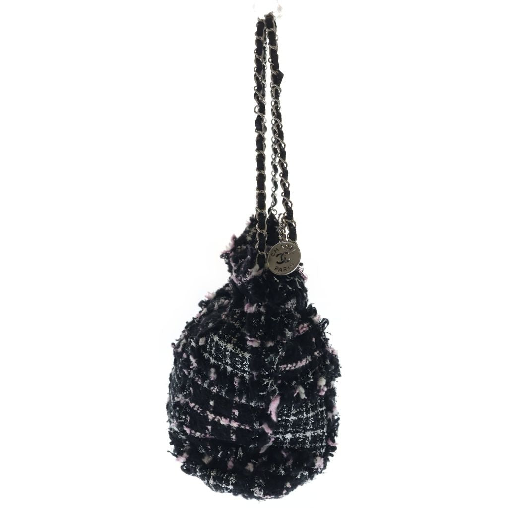 Chanel 22 Small Chain Tote Black Pink Tweed Silver — view 3