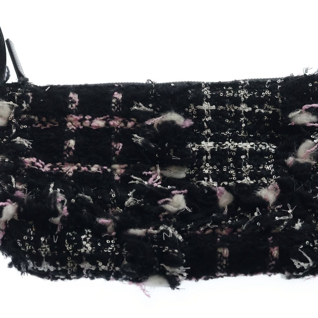 Chanel 22 Small Chain Tote Black Pink Tweed Silver — view 7