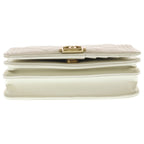 Chanel Boy 15.5 Mini Chain Shoulder Bag Wallet White Caviar Leather Gold — view 4