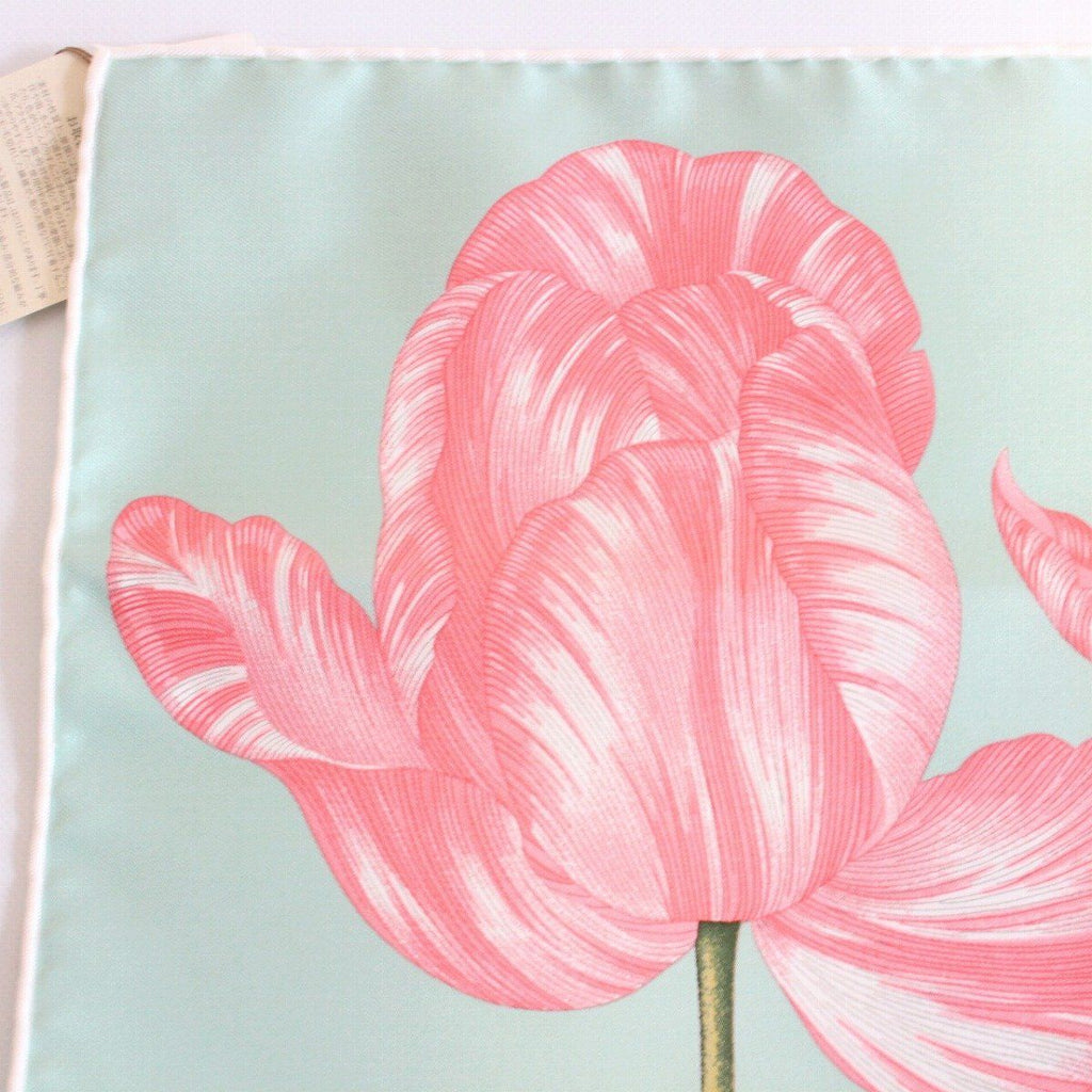 Hermes Carre 45 Gavroche Scarf Tulip Mania Silk 100% Green Pawn — view 2