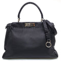 Fendi Peekaboo Selleria Handbag 2-Way Black Silver