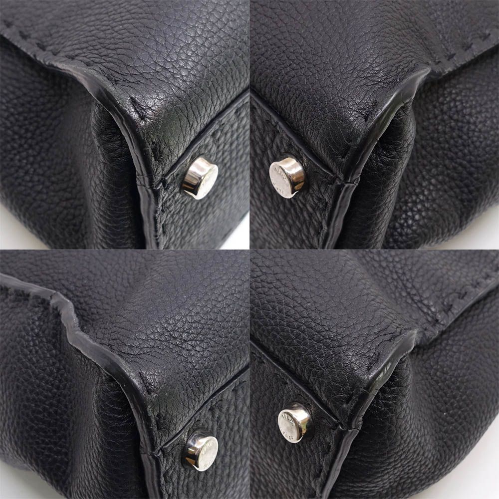 Fendi Peekaboo Selleria Handbag 2-Way Black Silver — view 5