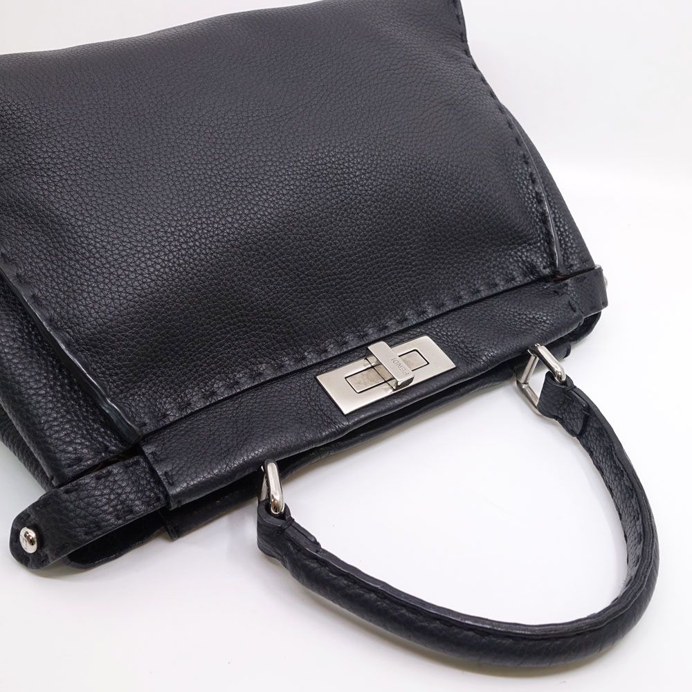 Fendi Peekaboo Selleria Handbag 2-Way Black Silver — view 3