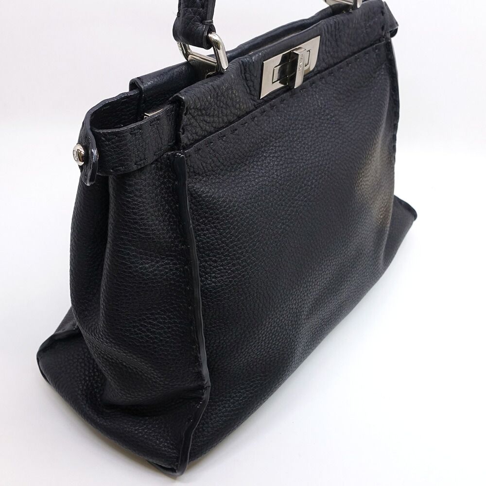 Fendi Peekaboo Selleria Handbag 2-Way Black Silver — view 2