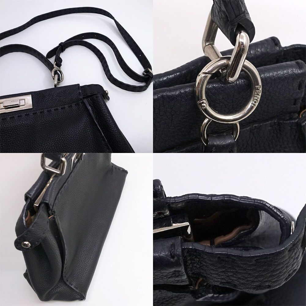 Fendi Peekaboo Selleria Handbag 2-Way Black Silver — view 7