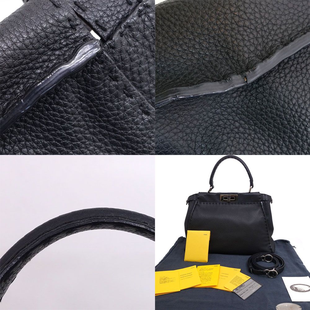 Fendi Peekaboo Selleria Handbag 2-Way Black Silver — view 8