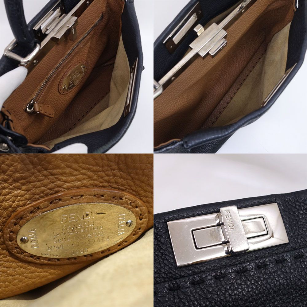 Fendi Peekaboo Selleria Handbag 2-Way Black Silver — view 6