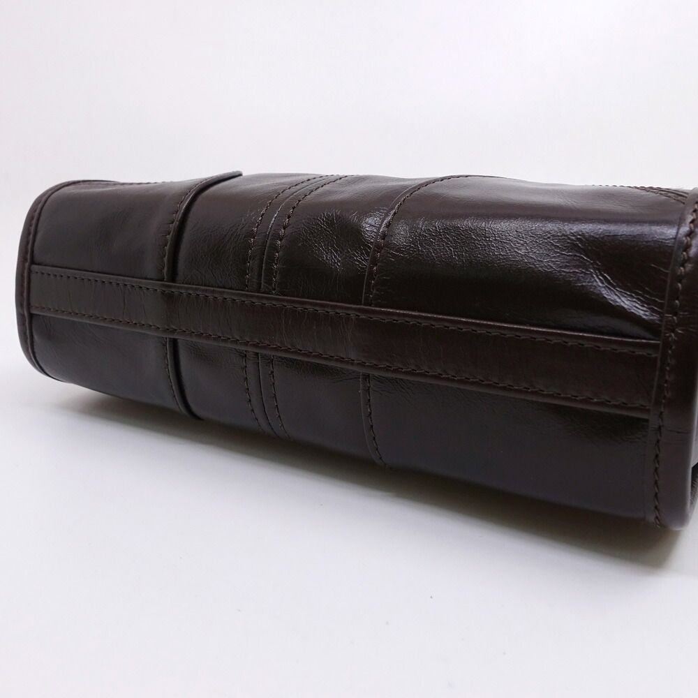Prada Boni Shoulder Bag Leather Dark Brown Gold — view 4