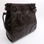 Prada Boni Shoulder Bag Leather Dark Brown Gold — view 2