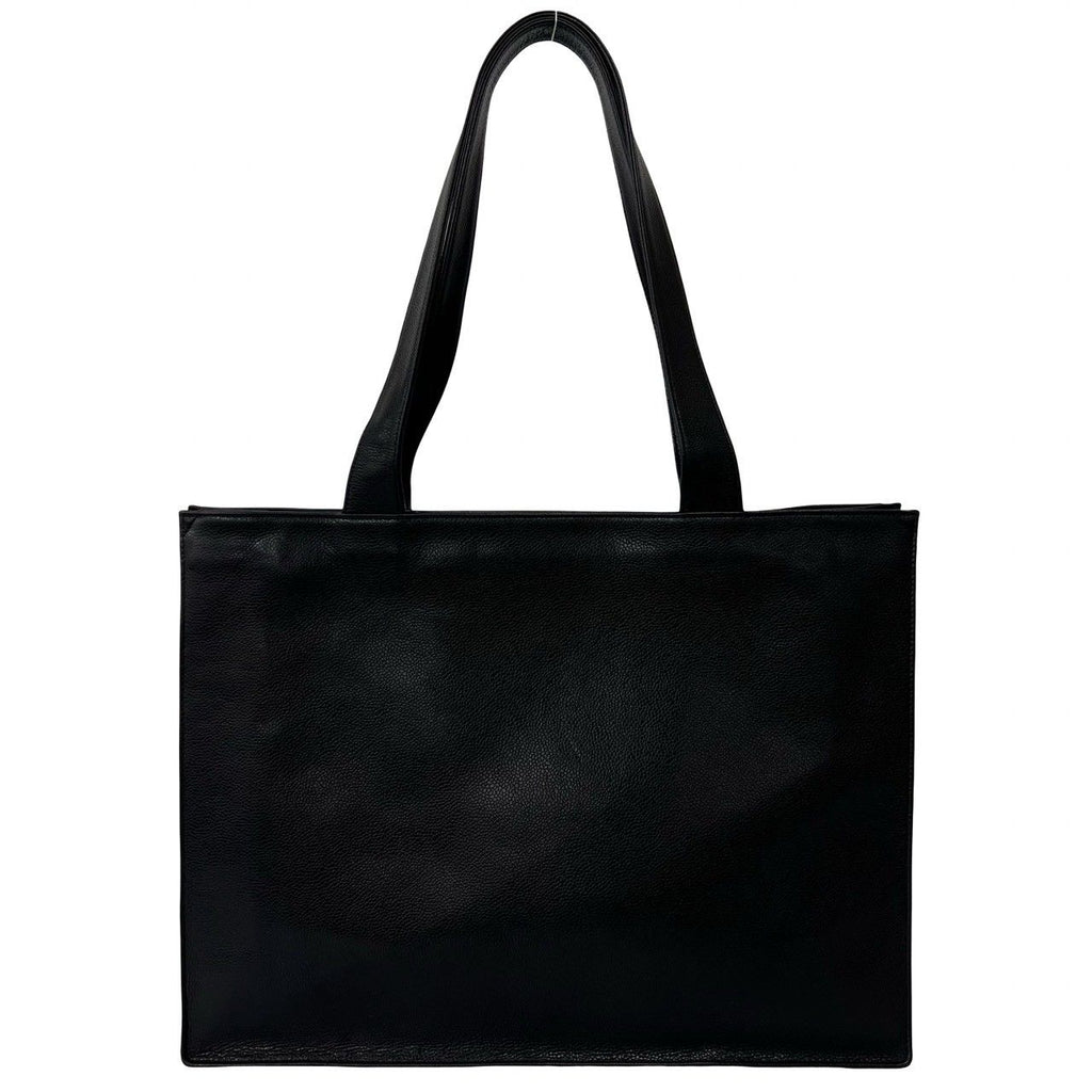 Chanel Card Seal Present Vintage CC Logo Caviar Leather Tote Black — view 3