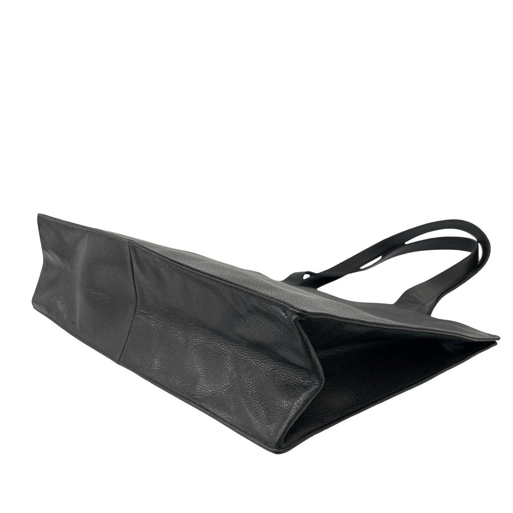 Chanel Card Seal Present Vintage CC Logo Caviar Leather Tote Black — view 8