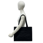 Chanel Card Seal Present Vintage CC Logo Caviar Leather Tote Black — view 2