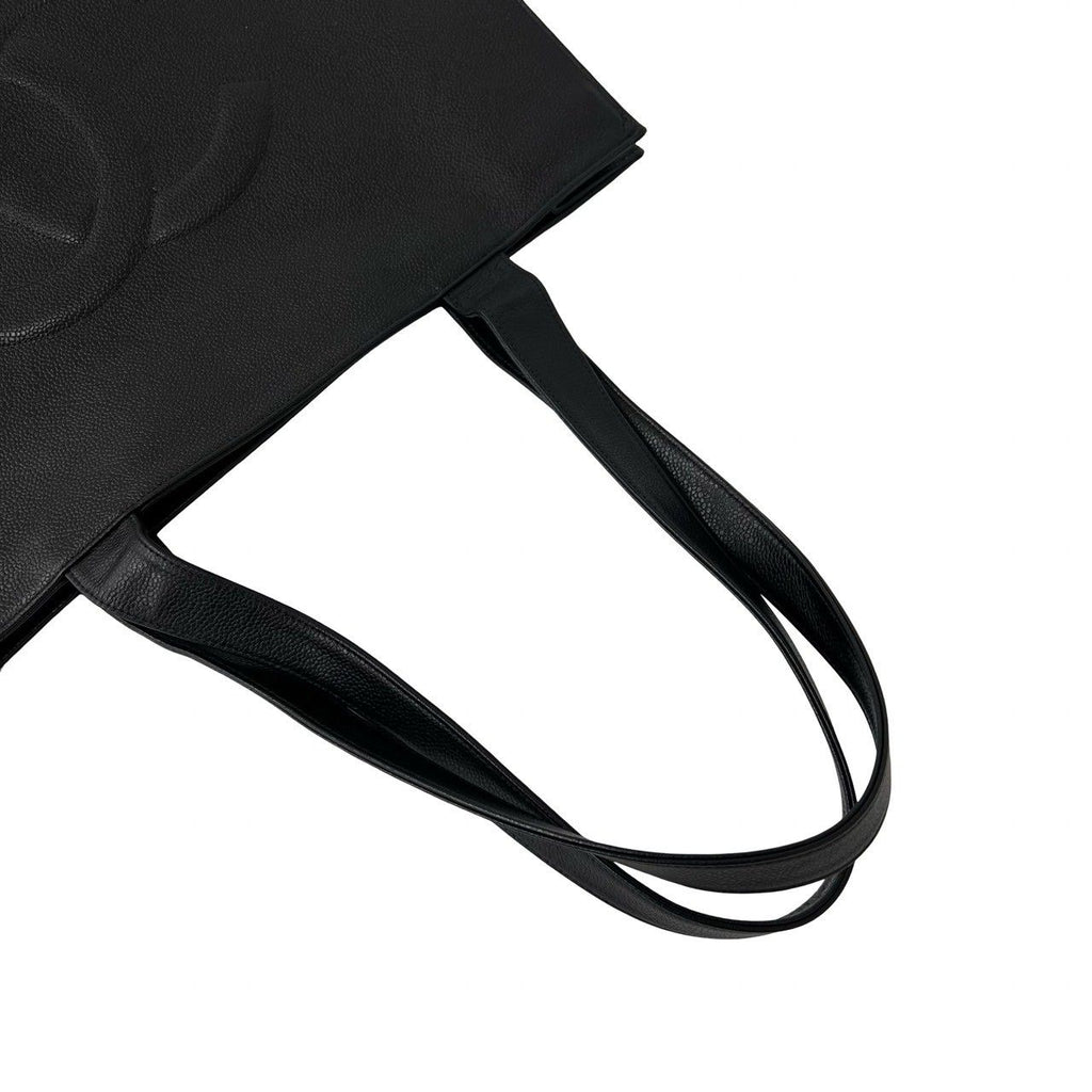 Chanel Card Seal Present Vintage CC Logo Caviar Leather Tote Black — view 4