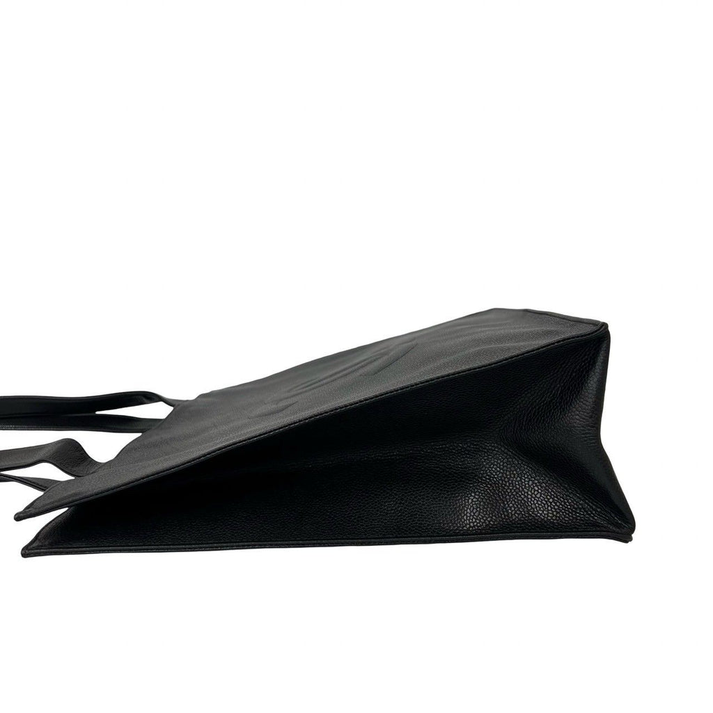 Chanel Card Seal Present Vintage CC Logo Caviar Leather Tote Black — view 5