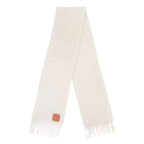Loewe Mohair Wool Fringe Anag Lambskin Patch Scarf Shawl Ivory — view 3