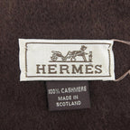 Hermes Rectoverso Cashmere Logo Embroidery Scarf with Fringe Brown — view 7