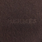 Hermes Rectoverso Cashmere Logo Embroidery Scarf with Fringe Brown — view 6