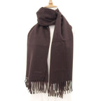Hermes Rectoverso Cashmere Logo Embroidery Scarf with Fringe Brown — view 4