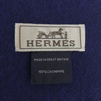 Hermes Rectoverso Cashmere Marine Ocean Bicolor Logo Embroidery Scarf with — view 8