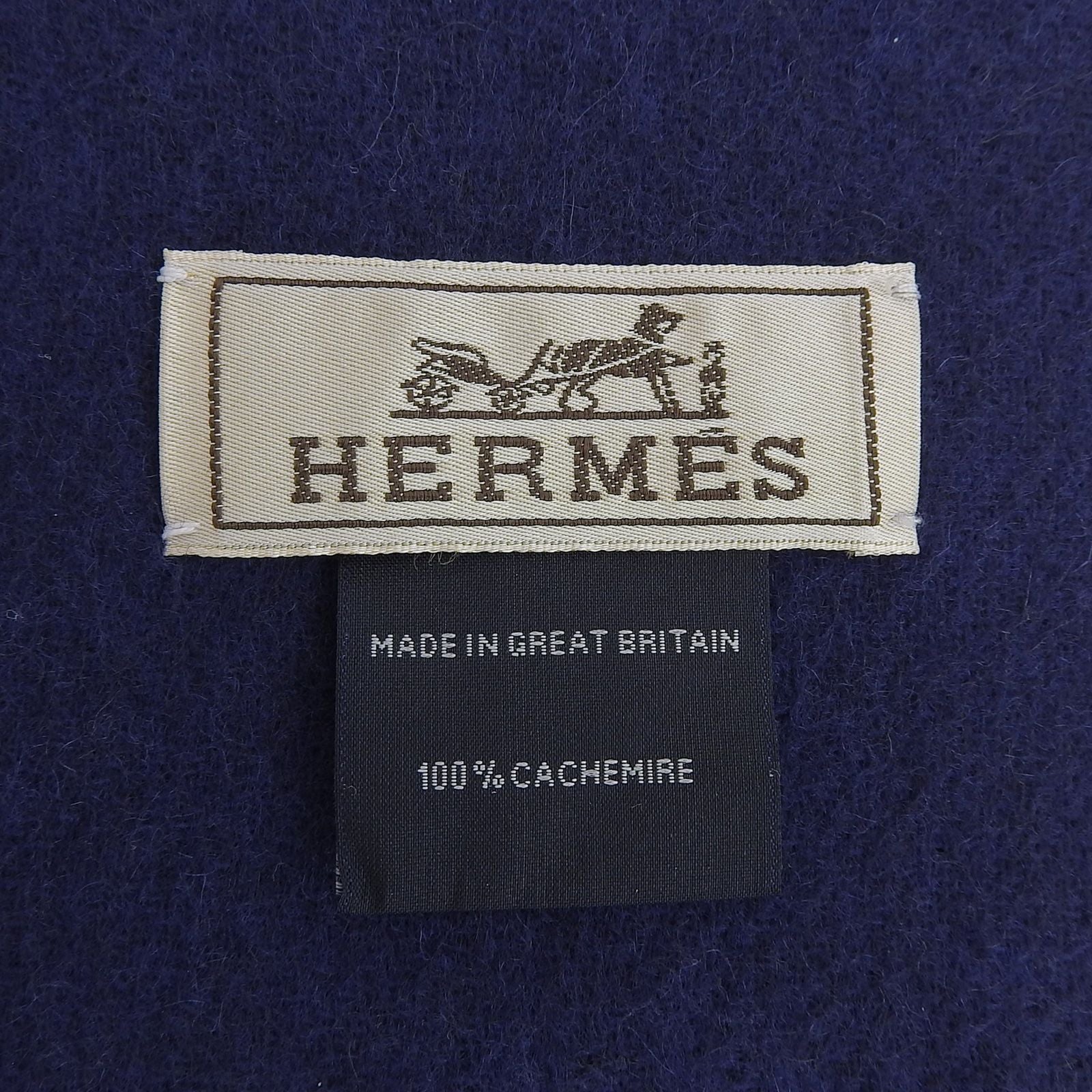 Hermes Rectoverso Cashmere Marine Ocean Bicolor Logo Embroidery Scarf with — view 8