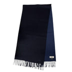 Hermes Rectoverso Cashmere Marine Ocean Bicolor Logo Embroidery Scarf with — view 3