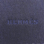 Hermes Rectoverso Cashmere Marine Ocean Bicolor Logo Embroidery Scarf with — view 7