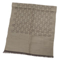 Gucci Wool Silk GG Logo Diamante with Fringe Shawl Brown Scarf